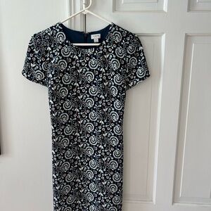 J. Crew Black and White Swirl Midi Dress